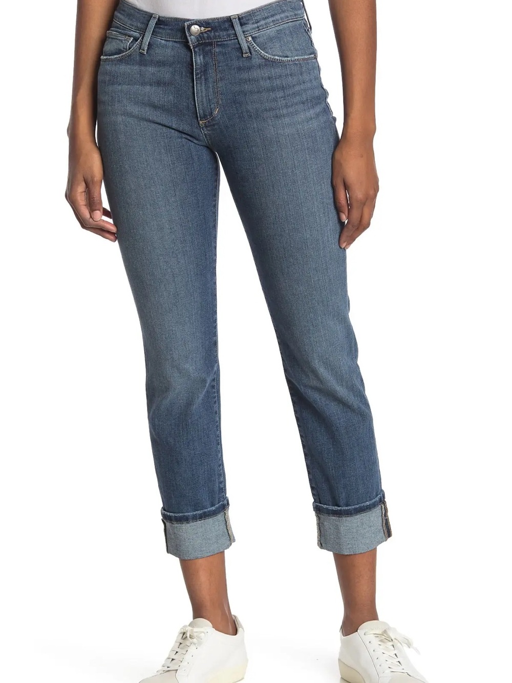 Joe’s Jeans S 26 Medium Wash Cuffed Straight Leg Denim Comfortable Stretch